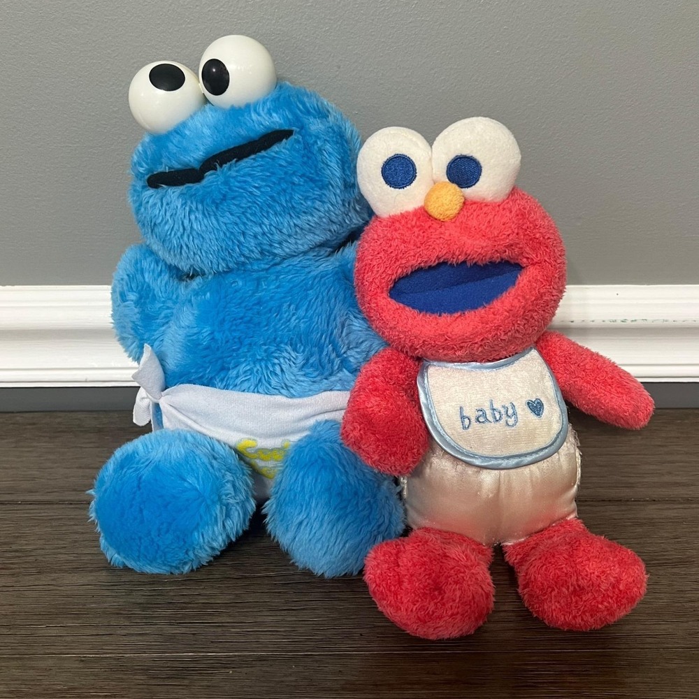 Sesame Street Cookie Monster & Baby Elmo Plush Seasame Beginnings Hasbro Softies